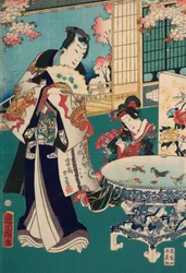 春のお出かけ、別荘での二枚組。室内の男