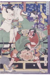 宮廷の情景仙台萩（色木版画）