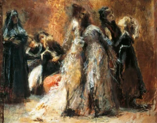 トランキッロ・クレモナ（1837-1878）作「大学訪問」 油彩・キャンバス