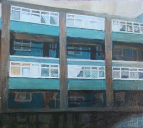 A place to live 11, 2011（合板に油彩）