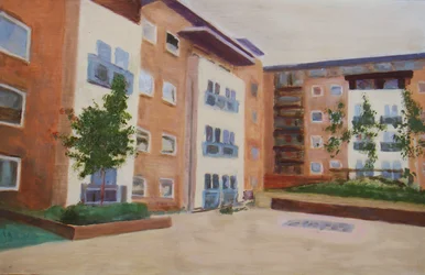 住む場所 45, 2012 (油彩、合板)