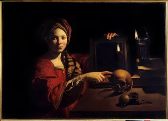 死または虚栄の寓意。トロフィーム・ビゴ（1579-1650）の絵画、17世紀。ローマ、国立美術館