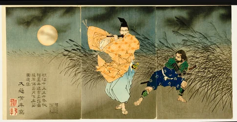 「藤原のやすまさ月光で笛を吹く」三連祭壇画、1883