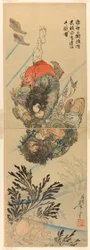 水中で戦う「波里白跳張順」と「黒旋風李逵」（浪里白跳張順と黒旋風李逵）