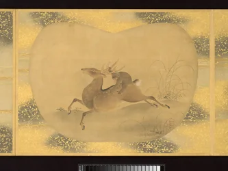 人物、鳥、花の扇形絵画アルバム