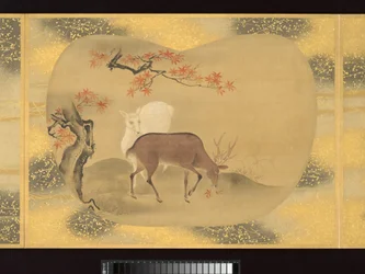 人物、鳥、花の扇形絵画アルバム