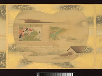 人物、鳥、花の扇形絵画アルバム