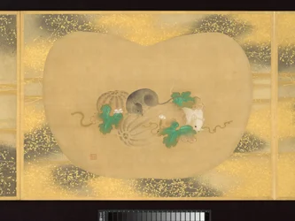 人物、鳥、花の扇形絵画アルバム