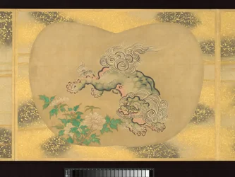 人物、鳥、花の扇形絵画アルバム