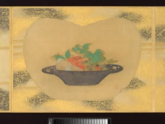 人物、鳥、花の扇形絵画アルバム