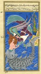 ヨナと巨大な魚」（紙に水彩、金粉