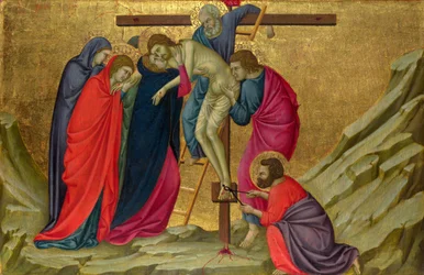 Ugolino di Nerio (ca 1280-1349) The Deposition (From the Basilica of Santa Croce, Florence) テンペラ、パネル c. 1324-1325 National Gallery, London 40,5x58,5