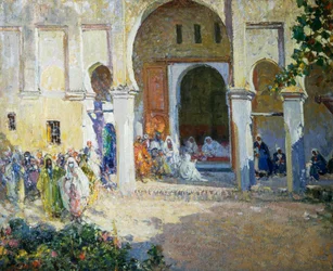 パシャの審判、フェズ 1924 年、ウリッセ カプート (1872-1948) 作、80x100 cm、イタリア、20 世紀