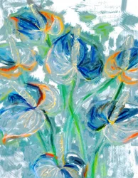 絵画的な青い花々
