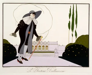 Henri Reidel（fl.1914-20）1914（カラーリソ）によって彫刻されたLe Journal des Dames et des Modesの「Masks and Characters of Italian Theatre」版のDr.Ballanzone