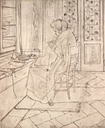 アーティストの母親のかぎ針編み、1907 年。