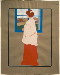 窓辺の女性（秋）、1908年頃、