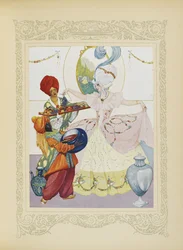 私たちは盆地を満たし、彼女の果物とジャムの瓶、「Contes du Temps Jadis」のイラスト、または「Times From Timesの物語」、p.56を提供しました