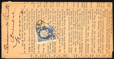 1c フランクリンの印刷物レート カバー、1884 年 1 月 12 日。