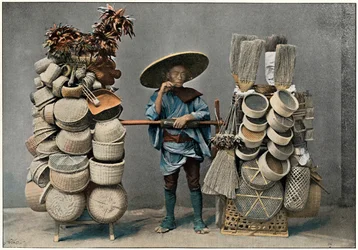 バスケット作りの商人、c1890