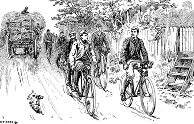1895年にカントリーライドに出かけたイギリスの自転車クラブ