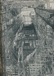 鋼の巣。キュナードホワイトスターライナージョージア建設中、1927-1929、1936