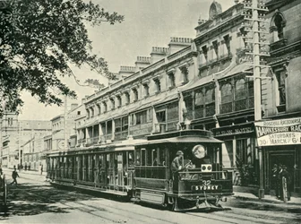シドニーの蒸気路面電車、1901年。