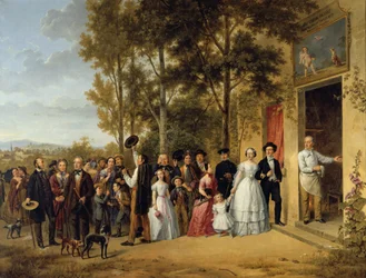 1850年頃の19世紀のマルリーのクールボラントチャペルでの結婚式