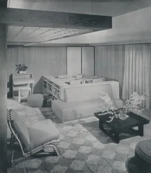 居間と食堂を兼ねた部屋、1942年