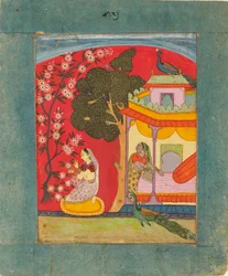 花を摘む女性、音楽モードのラマカリ・ラジーニ、c1675