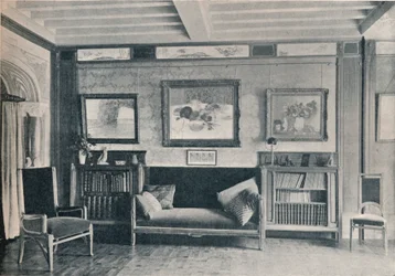 パリのムッシュールG.ルシェの邸宅にある部屋。モーリスダフレンの家具、c1909