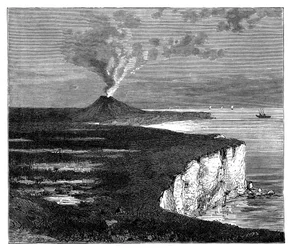 インド洋のレユニオン島のシールド火山、c1890