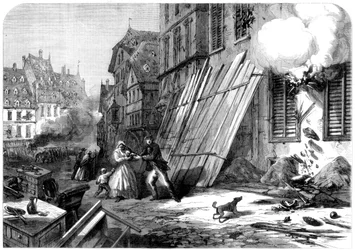 包囲と砲撃の際のストラスブールの通り、1870年のプロイセン戦争
