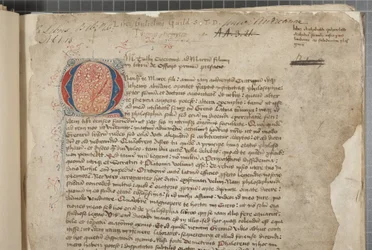 Marcus Tullius Ciceroの哲学作品を1471年のEditio romanaから抜粋したと思われる3つの手による写本に、Archibald Whitelawらの手による余白を加えたもので、1480年頃のもの（羊皮紙にインク）。