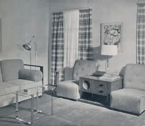1935年、ミシガン州グランドラピッズのキーラービルディングにある2部屋のアパートの眺め