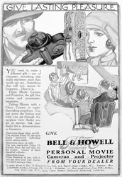 ベル＆ハウエルのパーソナルムービーカメラとプロジェクターの広告、1920年代