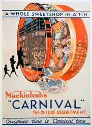 マッキントッシュカーニバルタフィーの品揃えの広告、1930