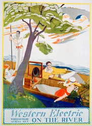 Western Electric Company無線フレーム空中セットの広告、1923年