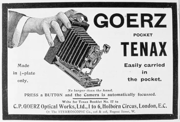 Goerz Pocket Tenaxカメラの広告、1909