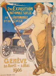 第2回スイス全国自動車・自転車博覧会の広告、ジュネーヴ、1906年
