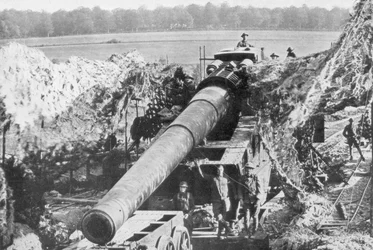 アメリカの14インチ鉄道銃、ムーズアルゴンヌオフェンシブ、フランス、1918年