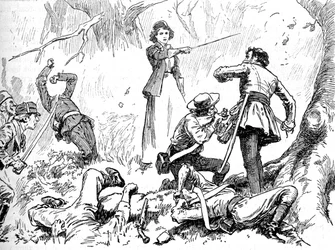 反乱軍の間には若い女性がいた、1902