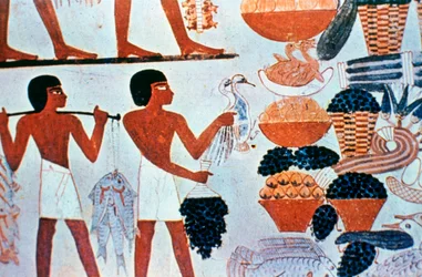 テーベ、エジプトの墓で古代エジプトの壁画