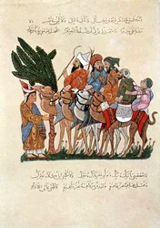 Arabian travellers on camels, being greeted at the end of their journey   1154952   ja       japanese Successfully Translated  Original: Bust of a bearded man looking upwards in profile to the left Translat: Bust of a bearded man looking upwards in profile