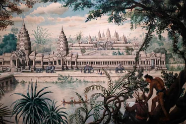 アジア文明博物館 アンコール カンボジアの聖地を探る ルイ・ドラポルトが1870～73年頃に描いたアンコール・ワットの風景（シンガポール、2018年）（写真