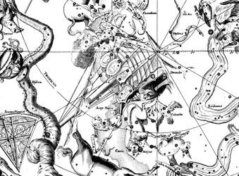 1742年にアルゴネイビスの南方の星座を中心とした天文地図