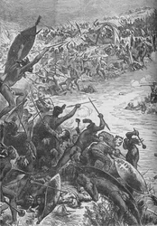 1879年、イントム川での第80連隊の護衛に対するズールスの攻撃、c1880