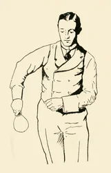 右側からのバックハンドサービス、1902年。
