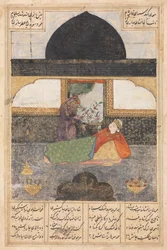 バフラーム・グール、黒の館でインドの王女を訪ねる、表面、1400-1410年頃