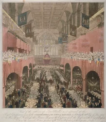 1814年1815年、ロンドンのシティ、ギルドホールでのバンケット。                                         